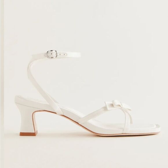 Used Reformation Esther Block Heeled Sandal, Ivory Satin, US women’s size: 8.5 - Picture 3 of 13